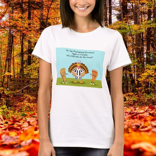 De Grote Thanksgiving Showdown Pumpkin en Apple T-shirt