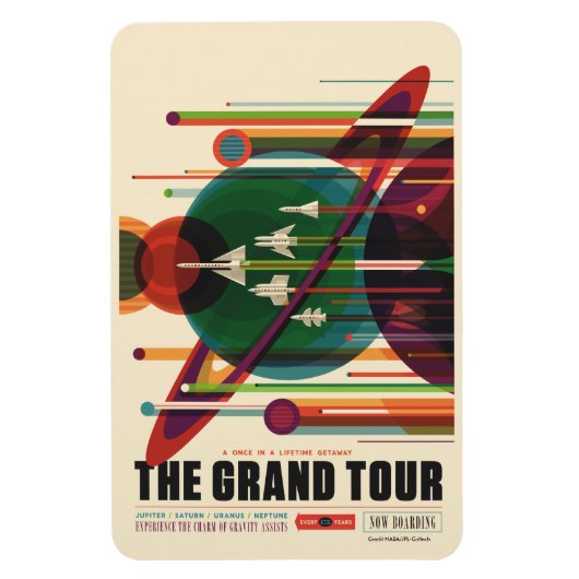 De Grote Tour - Retro NASA Reizen Poster Magneet (Verticaal)