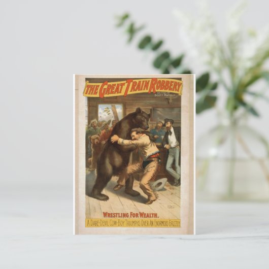 De Grote Train Robbery, 'Wrestling for Wealth' Briefkaart (Staand voorkant)