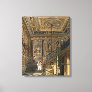 De grote trap in Kensington Paleis uit Pyne Canvas Afdruk