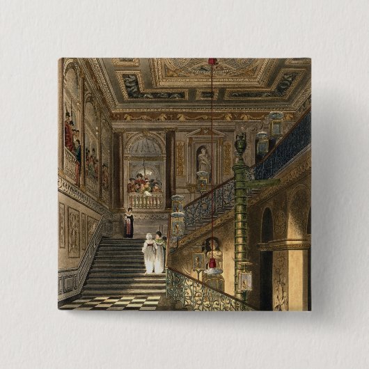 De grote trap in Kensington Paleis uit Pyne Vierkante Button 5,1 Cm (Voorkant)