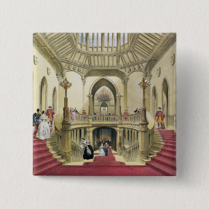 De grote trap, Windsor Castle, van 'A Histo' Vierkante Button 5,1 Cm