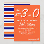 de grote uitnodiging voor 3-0 30e verjaardag (Voorkant / Achterkant)