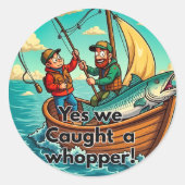 De grote vangst ronde sticker (Voorkant)