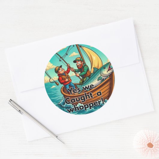 De grote vangst ronde sticker (Envelop)