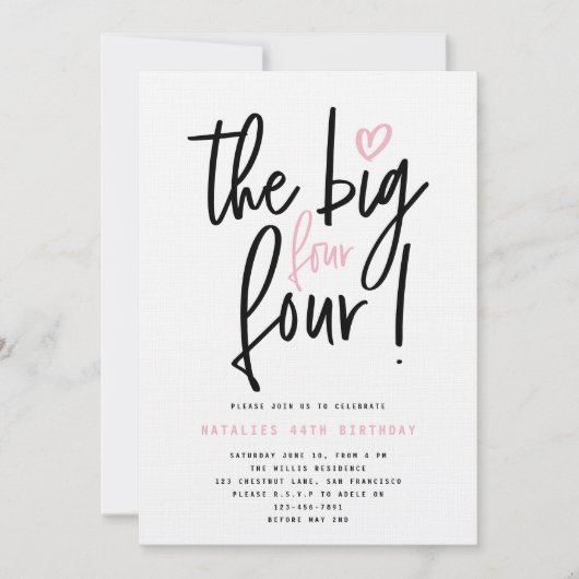 De grote vier 4! 44h verjaardagsfeestje (Voorkant)