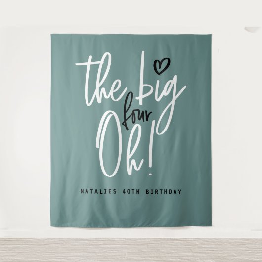 De grote vier oh! 40ste verjaardagsfeestje turquoi wandkleed (Voorkant)