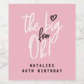 De grote vier oh! banner van 40e verjaardag wijn etiket (Enkel label)