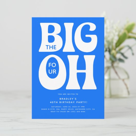 De Grote Vier OH! Blauwe 40e verjaardag Kaart (Staand voorkant)