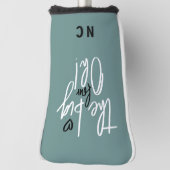 De grote vier oh! cadeau voor 40e verjaardag blauw golfheadcover (Draai 90)