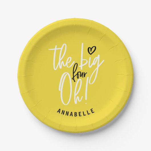 De grote vier oh! cadeau voor 40e verjaardagsfeest papieren bordje (Voorkant)