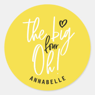 De grote vier oh! cadeau voor 40e verjaardagsfeest ronde sticker