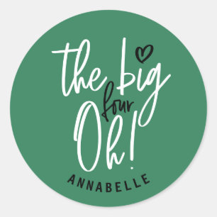 De grote vier oh! cadeau voor 40e verjaardagsfeest ronde sticker