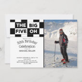 De grote vijf Oh 50th Birthday Fotouitnodiging Kaart (Voorkant)