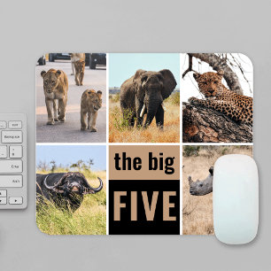 De Grote Vijf Wilde Dieren Afrikaanse Safari Foto Muismat
