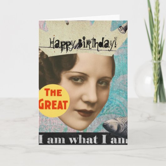 De grote vis koningin collage, verjaardag kaart (Voorkant)