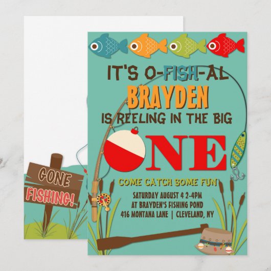 De grote Vist de eerste verjaardag Kaart (Voorkant / Achterkant)