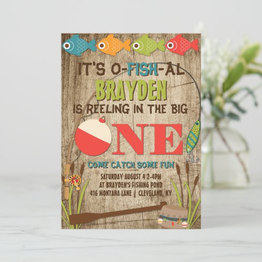 De grote Vist de eerste verjaardag Kaart (Staand voorkant)