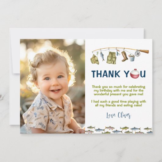 De grote Vist verjaardagsfoto bedankje Bedankkaart (Voorkant)