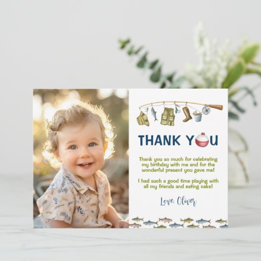 De grote Vist verjaardagsfoto bedankje Bedankkaart (Staand voorkant)