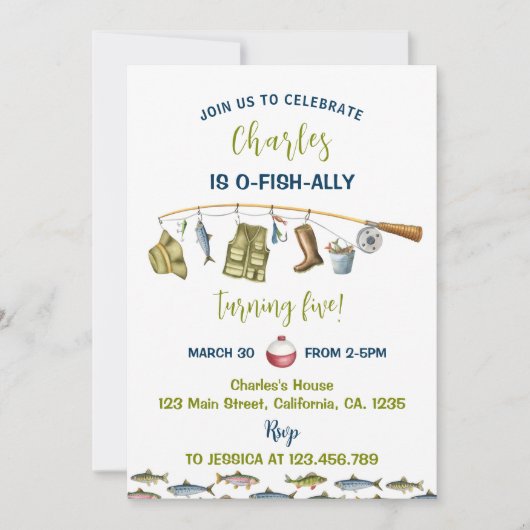 De grote Vist verjaardagsuitnodiging Kaart (Voorkant)