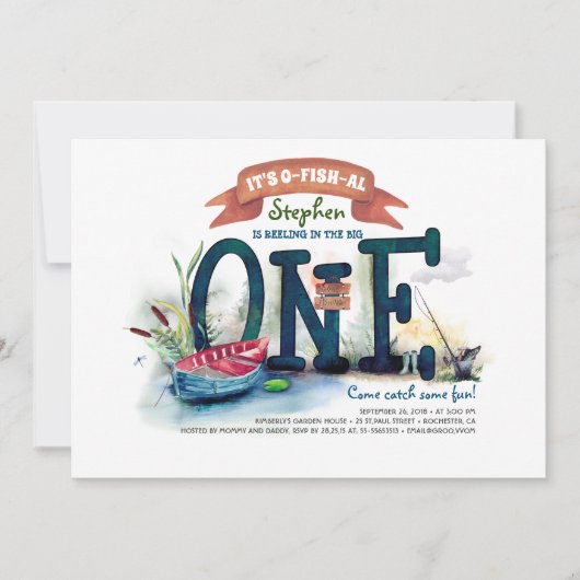 De grote Viste de beroemde jongens eerste verjaard Kaart (Voorkant)