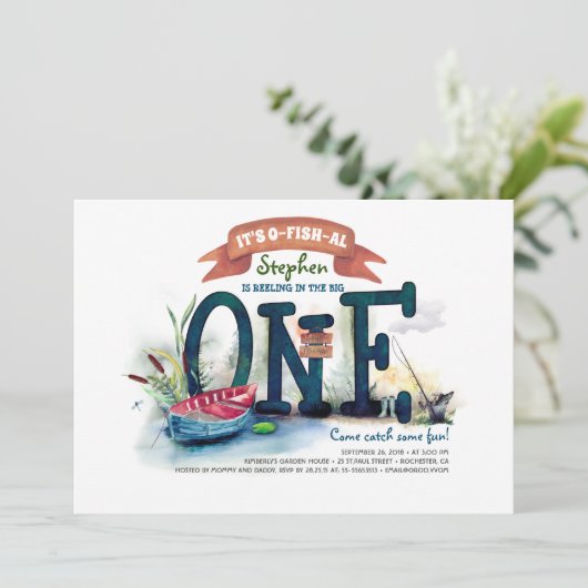 De grote Viste de beroemde jongens eerste verjaard Kaart (Staand voorkant)