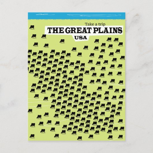De Grote Vlakten USA-reisposter. Briefkaart (Voorkant)
