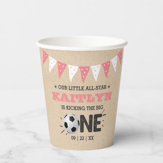 De grote.. | Voetbal 1ste verjaardag Papieren Bekers (Achterkant)