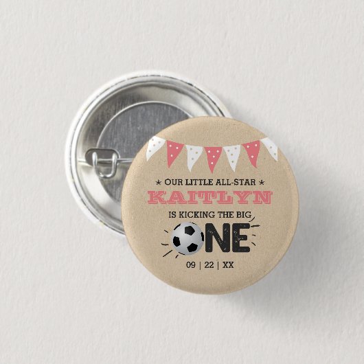 De grote.. | Voetbal 1ste verjaardag Ronde Button 3,2 Cm (Voorkant /achterkant)