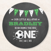 De grote.. | Voetbal 1ste verjaardag Ronde Kartonnen Onderzetter (Voorkant)