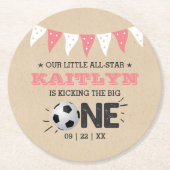 De grote.. | Voetbal 1ste verjaardag Ronde Kartonnen Onderzetter (Voorkant)