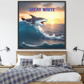 De grote witte haai canvas afdruk (Insitu (Slaapkamer))