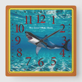 De grote witte haai vierkante klok (Voorkant)