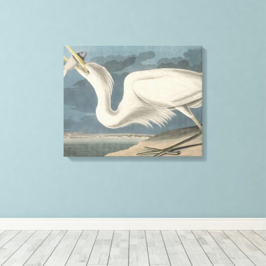 De Grote Witte Heron Canvas Afdruk (Insitu (Houten vloer))