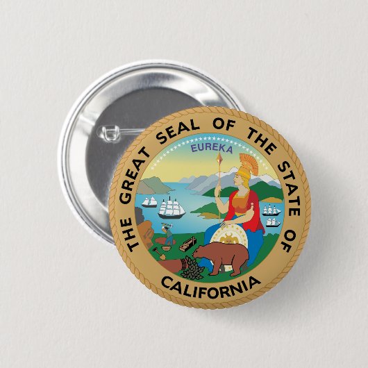 De grote zegel van Californië. Ronde Button 5,7 Cm (Voorkant /achterkant)