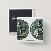 De grote zegel van Edward I Vierkante Button 5,1 Cm (Voorkant /achterkant)