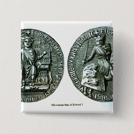 De grote zegel van Edward I Vierkante Button 5,1 Cm (Voorkant)