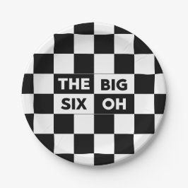 De grote zes zwarte en witte gevarieerde patronen papieren bordje