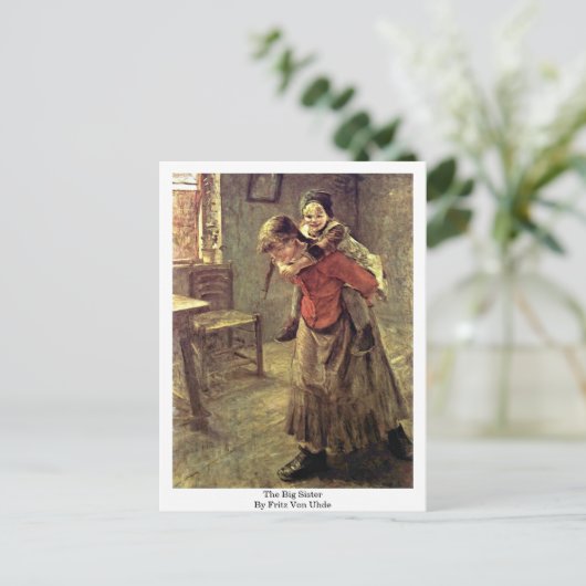 De grote zuster van Fritz Von Uhde Briefkaart (Staand voorkant)