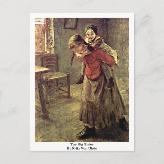 De grote zuster van Fritz Von Uhde Briefkaart (Voorkant)