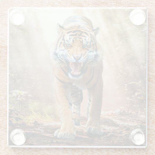 De Grotere Roaring in een Oerwoud met achtergrondv Glazen Onderzetter (Achterkant)