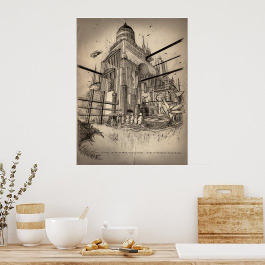 De grotere Sacramento-metropolis Poster (Keuken)