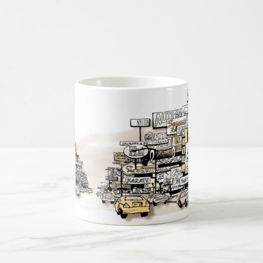 De grotere voorstedelijke strook koffiemok (Center)