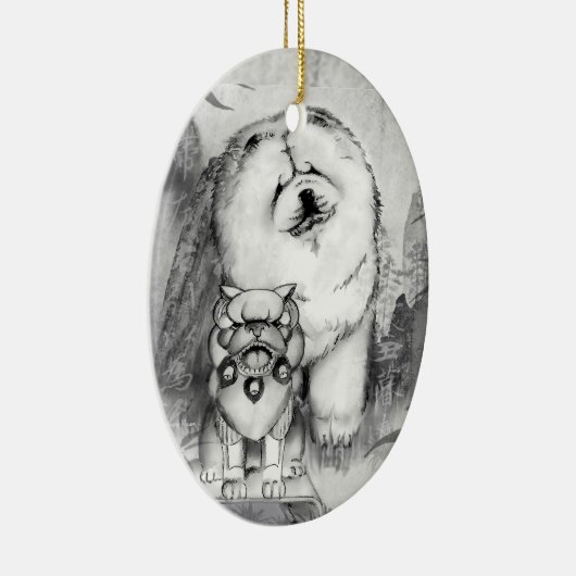 DE GUARDIANS Chow en Foo Dog Ornament (Rechts)