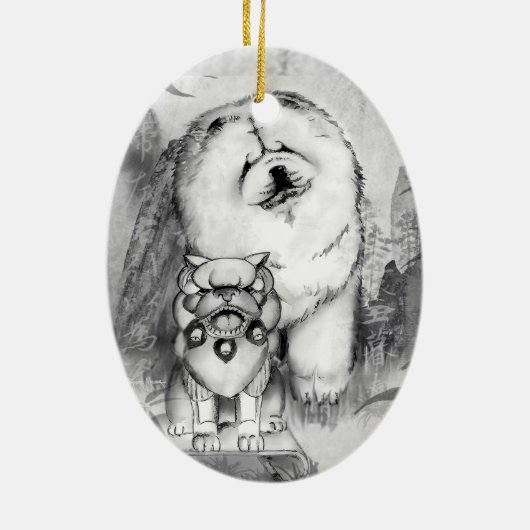 DE GUARDIANS Chow en Foo Dog Ornament (Achterkant)