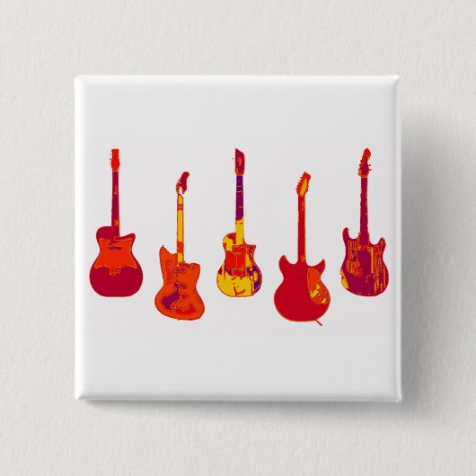 DE GUITAR-LEGENTEN VIERKANTE BUTTON 5,1 CM (Voorkant)