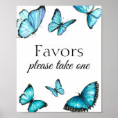 De gunsten nemen er een. Blauwe waterverf vlinder Poster (Voorkant)