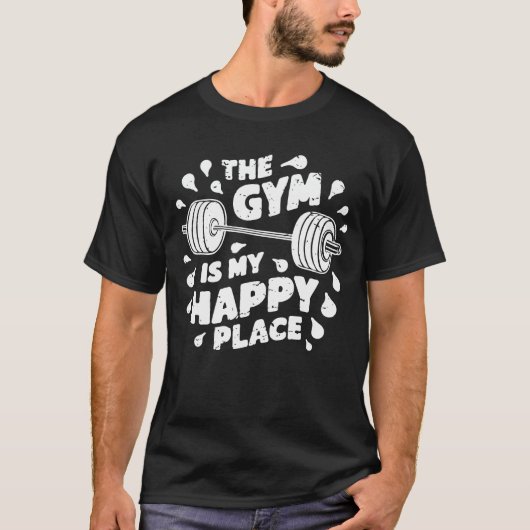 De gym is mijn gelukkige plek. Funny Gym T-shirt (Voorkant)