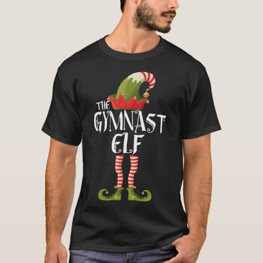 de gymnast elf familie elf die kerstmis met elkaar t-shirt (Voorkant)